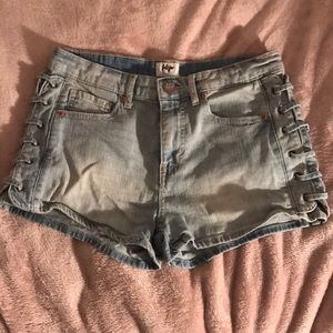 Side Tied Jean Shorts
